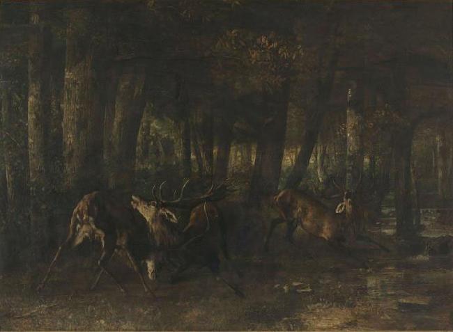 Gustave Courbet Spring Rut. The Battle of the Stags (1861) by Gustave Courbet oil painting picture